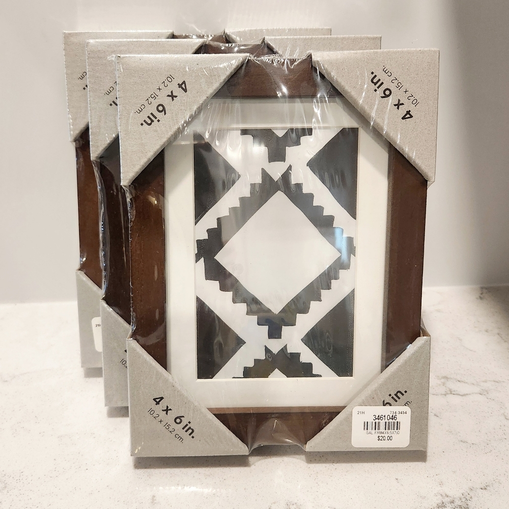 3 New West Elm Wood Tabletop Matted Frames